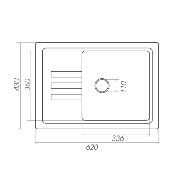 Гранітна мийка для кухні VALESO 6243 LIANA матова Антрацит