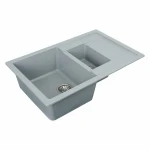 Гранітна мийка для кухні VALESO 7850W TOSKANA матова Сірий металік