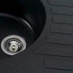 Гранітна мийка для кухні VALESO 7750 LIRA матова Чорний металік