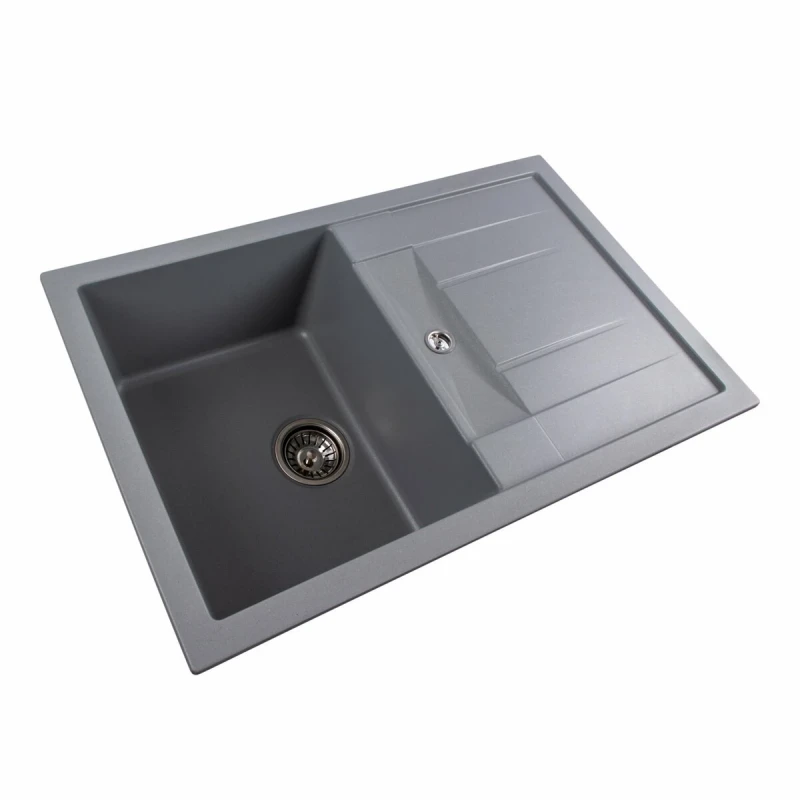 Гранітна мийка для кухні Platinum PLATINUM 7850 TROYA матова Сірий металік