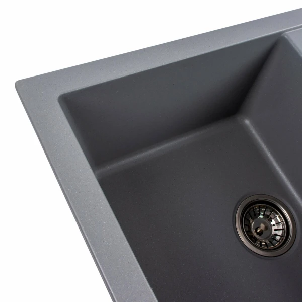 Гранітна мийка для кухні Platinum 7850 TROYA матова Сірий металік