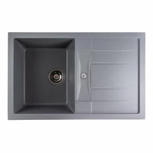 Гранітна мийка для кухні Platinum 7850 TROYA матова Сірий металік