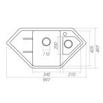 Гранітна мийка для кухні Platinum 9950 PANDORA матова Антрацит