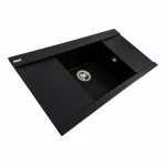 Гранітна мийка для кухні Platinum 9651 ATLAS матовий Чорний металік