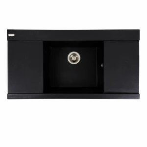 Гранітна мийка для кухні Platinum 9651 ATLAS матовий Чорний металік