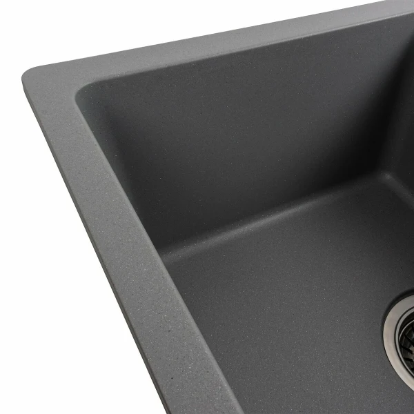 Гранітна мийка для кухні Platinum 6250 ZIRKONE матовий Сірий металік