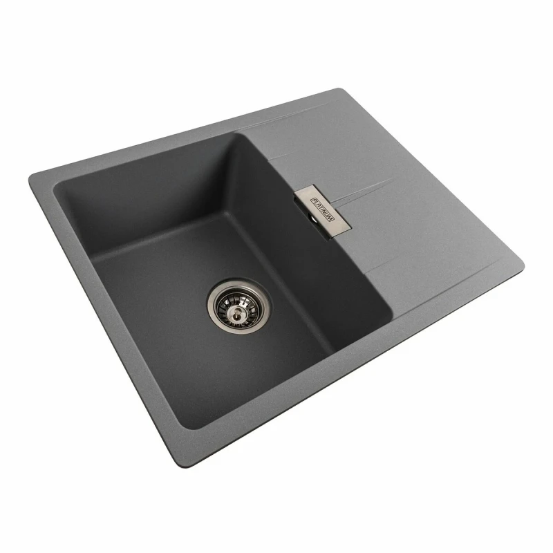 Гранітна мийка для кухні Platinum 6250 ZIRKONE матовий Сірий металік