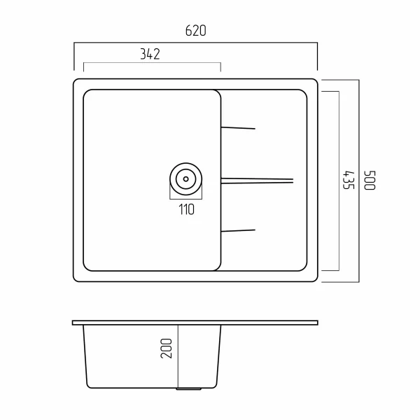 Гранітна мийка для кухні Platinum 6250 ZIRKONE матовий Сірий металік