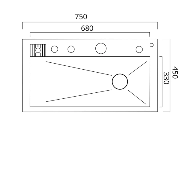 Кухонна мийка сатин Platinum Handmade "Водоспад" PLATINUM 75×45М