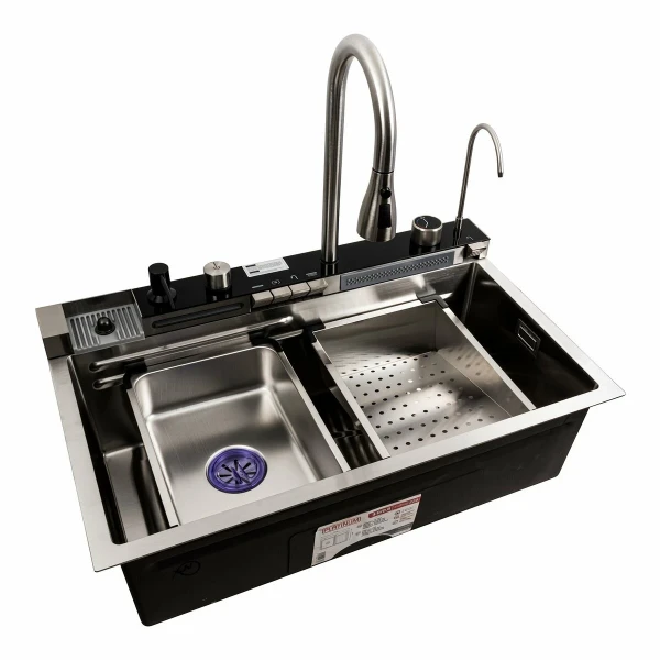 Кухонна мийка сатин Platinum Handmade "Водоспад" PLATINUM 75×45М