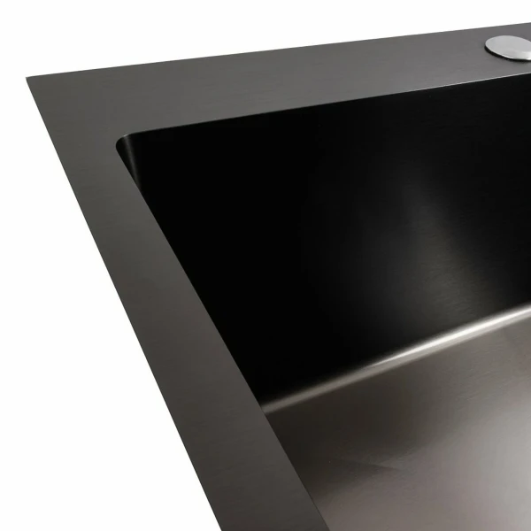 Кухонна мийка чорна 60*50 PVD VALESO Handmade (сифон круглий, 3,0/0,8)