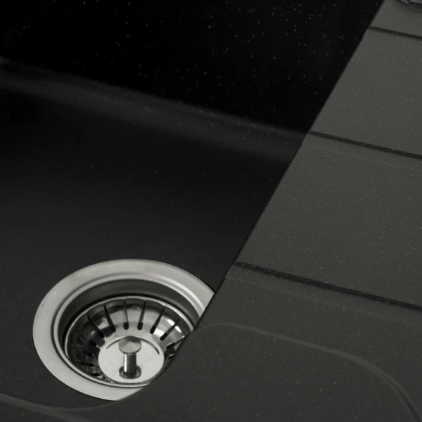 Гранітна мийка для кухні VALESO 7850 VERONA матова Чорний металік