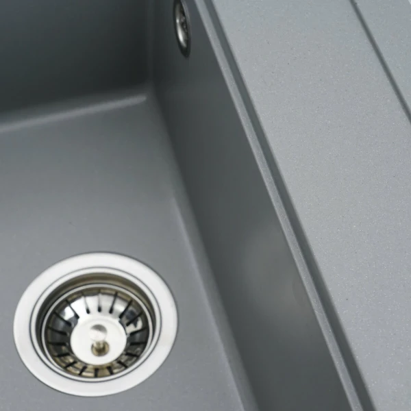 Гранітна мийка для кухні VALESO 5149 FIESTA матова Сірий металік