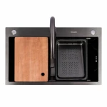 CM 75*46B Кухонна мийка PVD чорна (Work station) Valeso Handmade