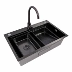 CM 75*46B Кухонна мийка PVD чорна (Work station) Valeso Handmade