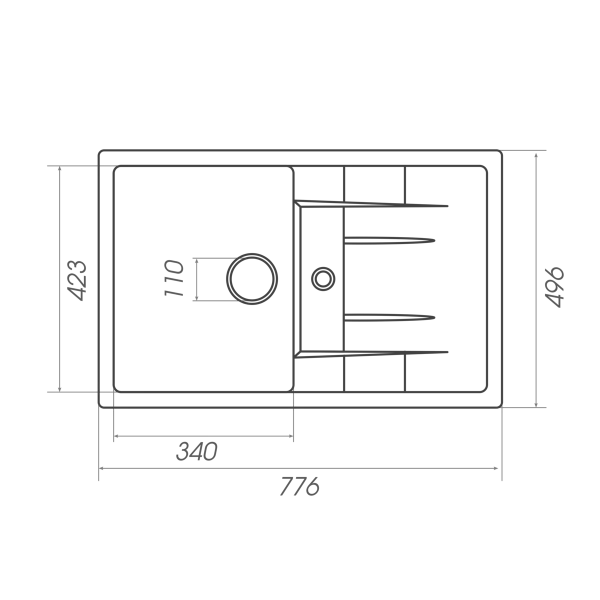 Гранітна мийка для кухні Platinum 7850 PRETSO глянець Сірий металік