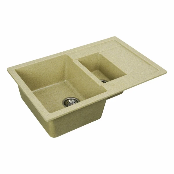 Гранітна мийка для кухні Platinum Беж PLATINUM 7850W TOSKANA матова