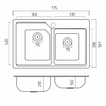 Гранітна мийка для кухні Platinum 7850 HARMONY матова Графіт