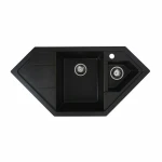 Гранітна мийка для кухні Platinum 9950 PANDORA матова Чорна GOLD