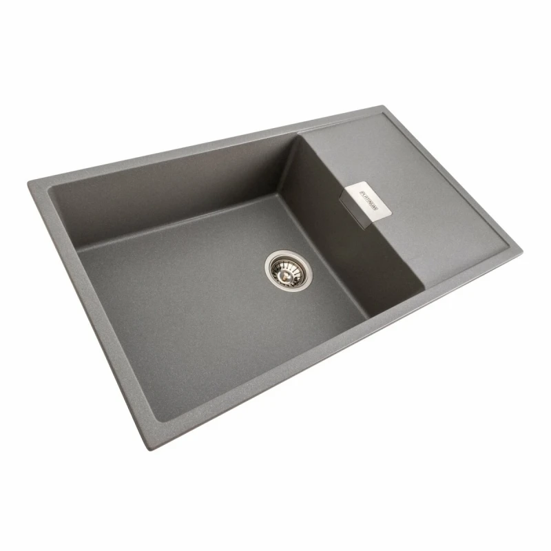Гранітна мийка для кухні Platinum PLATINUM 8650 DIAMOND матова (сірий мусон)