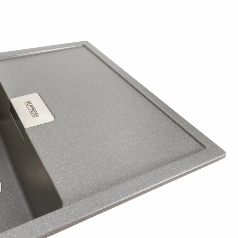 Гранітна мийка для кухні Platinum PLATINUM 8650 DIAMOND матова (сірий мусон)