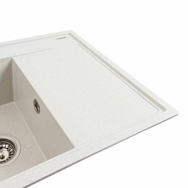 Гранітна мийка для кухні Platinum 7950 AZURIT матова Біла в крапку