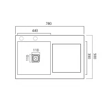 Кухонна мийка Platinum Handmade полиця, 3.0/1.0 PLATINUM L 78×50С нержавійка (поглиблена мм)