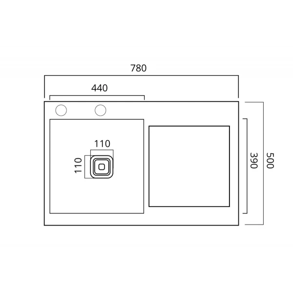 Кухонна мийка Platinum Handmade полиця, 3.0/1.0 PLATINUM L 78×50С нержавійка (поглиблена мм)