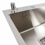 Кухонна мийка Platinum Handmade полиця, 3.0/1.0 PLATINUM L 78×50С нержавійка (поглиблена мм)