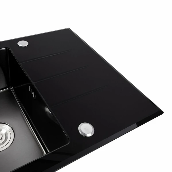 Кухонна мийка скляна Platinum Handmade чорна PLATINUM CM 78×50 PVD