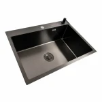 Кухонна мийка VALESO Handmade PVD 70*50 чорна (сифон круглий, 3,0/0,8)