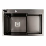 CM 78*50C L Мийка PVD чорна Valeso Handmade з поглибленою полицею (3.0/0.8)