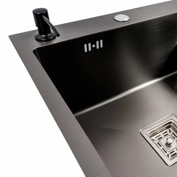 CM 78*50C L Мийка PVD чорна Valeso Handmade з поглибленою полицею (3.0/0.8)