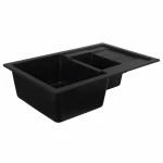 Гранітна мийка для кухні VALESO 7850W TOSKANA матова Чорний металік
