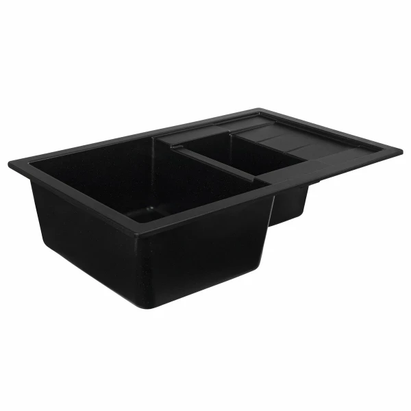 Гранітна мийка для кухні VALESO 7850W TOSKANA матова Чорний металік