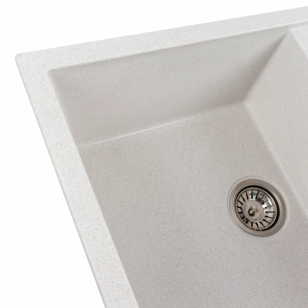 Гранітна мийка для кухні VALESO 7950 Selena матова Біла в крапку