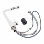 Q411B змішувач кухонний VALESO БІЛИЙ В КРАПКУ (з висувною лійкою)